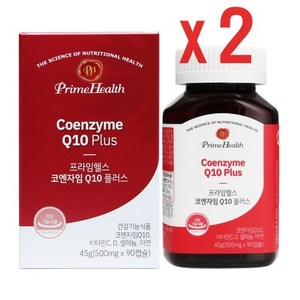 프라임헬스 코엔자임 Q10플러스 500mg x 90캡슐 coenzyme 큐텐플러스 항산화, 2개, 90정