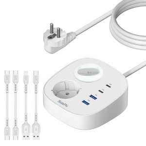 Soopii GaN 65W 2구 콘센트 4000W USB 초고속 멀티충전기 GC10 케이블포함, 1개