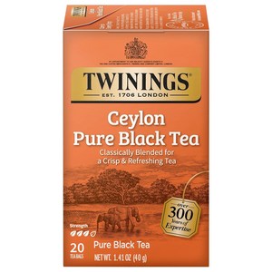 Twinings Ceylon Pue Black Tea - A Cisp Refeshi 트와이닝 실론 퓨어 블랙 티 - 상쾌하고 상쾌한 블랙 티 이전 오렌지 페코 카페인 티, 1개, 40g