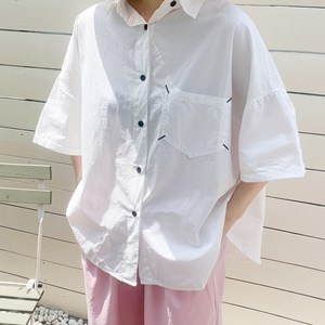 애플망고옷장 빅사이즈 반팔 한라 고잉찌남방 여름 오버핏 남녀공용 기본셔츠