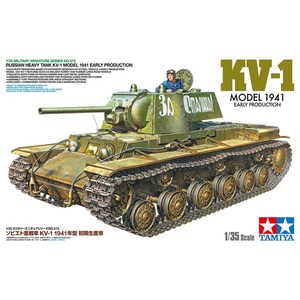 타미야 1941년형 초기 생산 1/35 소련 중전차 KV-1 4WD 미니카 35372, 혼합색상, 1개