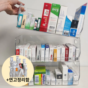 노라앤드 화장품 약통 소품 3단 정리함 수납함, 3개, 투명