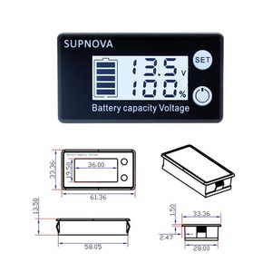 피트인 볼트게이지 배터리 잔량 표시 게이지 7v 68v 잔량측정, 7v68vLCD잔량게이지, 1개