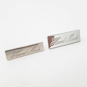 퀼팅맘 국내생산 10종 핸드메이드 금속 라벨, 실버 [고급도금] L 사이즈 (45mm×15mm), 1개