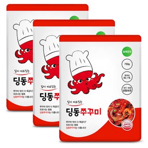 딩동쭈꾸미 500g 2인분 x 3팩(무료배송) 집들이 술안주 캠핑 밀키트 양념쭈꾸미볶음 01.덜매운맛, 01.덜매운맛 (500g/2인분) x 3팩, 3개