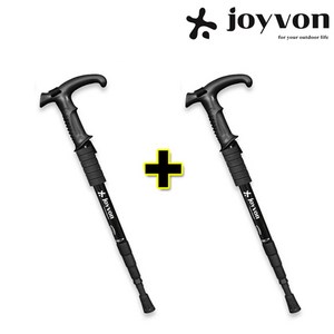 1+1 JOYVON 두랄루민 경량 4단 등산스틱 2P, 블랙(2P), JOYVON 등산스틱 T 자형, 2개