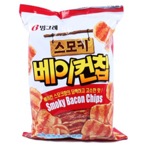 빙그레 스모키베이컨칩 70g 봉지과자 베이컨과자, 16개