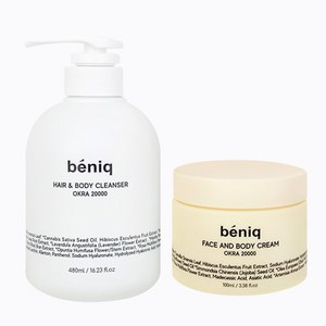 베니끄 아기 2종 스킨케어 선물세트 ( 고보습 페이스 바디 아기크림100ml + 아기 올인원 워시480ml ), 1개