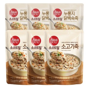 비비고 소고기죽 420g x 3p + 누룽지 닭백숙죽 420g x 3p 세트, 2.52kg, 1세트