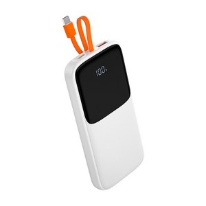 PD 22.5W 고속충전 대용량 보조배터리 케이블 일체형 가벼운 보조배터리 20000mAh C타입, 블랙