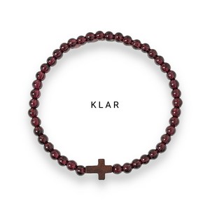 클라(KLAR) 천연 가넷(Garnet) 샤벨 십자가 팔찌