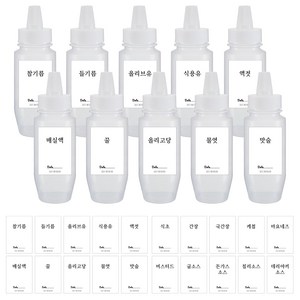 저스트인테리어 말랑이 소스통 + 방수 스티커 20종, 180ml, 10개