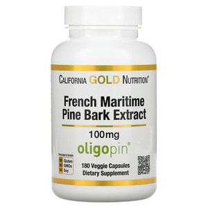 California Gold Nutrition 프랑스산 해송 껍질 추출물 Oligopin 항산화 폴리페놀 100mg 베지 캡슐 180정, 1개