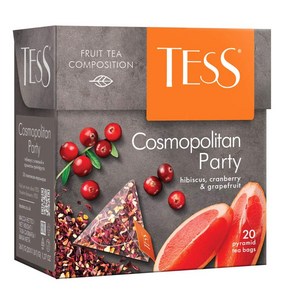 Tess Cosmopolitan Paty Fuit Tea Composition Hibi 테스 코스모폴리탄 파티 과일 차 구성 히비스커스 크랜베리 자몽 잎차 피라미드 향낭 2, 1개, 272.16g