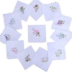 5pcs 여성면 손수건 꽃 꽃 자수 나비 레이스 주머니 Hanky