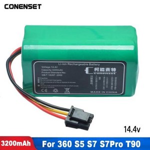 14.4V 3200mAh 로봇 진공 청소기 교체 배터리 360 S5 S7 S7Po T90 액세서리 부품, 1개