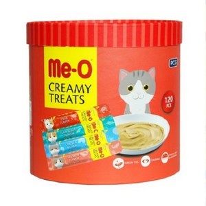 MeO 고양이 크리미 버라이어티 간식 파우치, 혼합맛(참치/연어/게/치킨&리버), 1.8kg, 1개