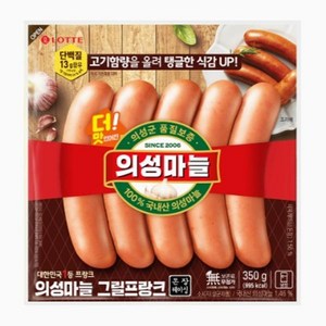 롯데 의성마늘프랑크 350g 무배 아이간식 간단안주 탕비실간식 다이어트간식 프랑크소시지, 10개