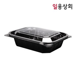 [ILYONG] 일회용 반찬 샐러드 용기 JH 204 대 590ml 100세트 검정, 100개, 1세트