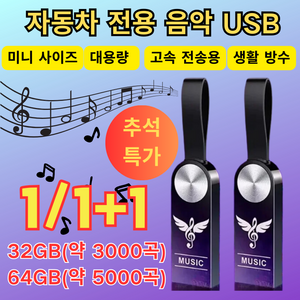 [추석 특가!]1/1+1 차량용 고음질 usb 음악 usb 생활 방수 대용량 한국가요, 64GB(약 5000곡), (1+1개)USB(어댑터&철제 상자), 2개