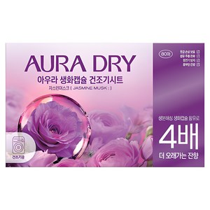 AURA 생화캡슐 드라이시트 섬유유연제 자스민머스크향 본품, 80개입, 1개