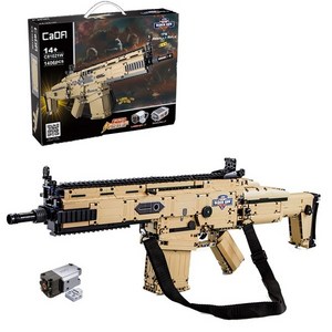 (아이원토이) 블럭건 FN SCAR 17S 1406pcs 전동 블럭 레고호환 블록 교재 교구, 1