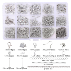 일월전빵 액세서리 DIY 부자재 10종 15종 풀세트 비즈 마스크 스트랩 목걸이 만들기 키링 BA-J024, 1세트, 실버 15칸