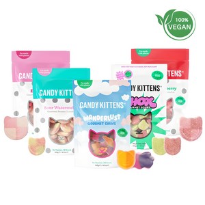 [스웨디시 젤리] CandyKittens 캔디키튼스 비건 젤리 3종 혼합 세트, 와일드스트로베리(54g), 이튼메스(54g), 이튼메스(140g), 140g, 1개
