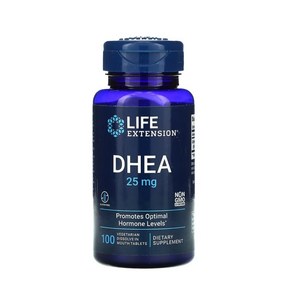 라이프 익스텐션 DHEA 25mg 100 캡슐 스트레스 호르몬 수치 완화, 1개, 100정