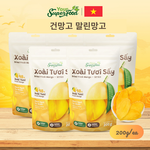 Your Super Food 건조 망고 슬라이스- Soft dried fresh mango 건망고 말린망고, 15개, 200g