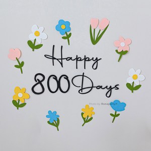 펠트 100일 기념 셀프 촬영 파티 소품 사진 벽장식 가랜드 기념일 용품, 1개, Happy days 플라워 펠트 장식-800