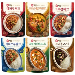 cj백설 키친 덮밥소스6종세트(마파두부+게살 푸팟퐁 커리+마크니 커리+트러플고기짜장+고추잡채+카파오무쌉), 180g, 1개