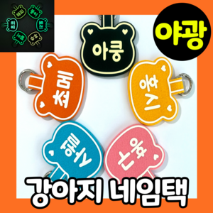 강아지네임택 야광 강아지 이름표 고양이 목걸이 애견 인식표 반려견 명찰 네임트리, 1개, 6번(블랙+화이트)