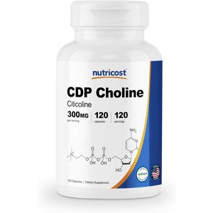 NuticOST CDP 콜린 (Citicoline) 300mg 120 채식 캡슐 - 비 GMO 채식주의 친화적 인 글루텐 프리 120 카운트 (1 팩), 1개, 120정