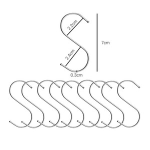 뽀아샵 다용도 스테인리스 S자 고리 스텐걸이 J-J009, S, 10개, 실버