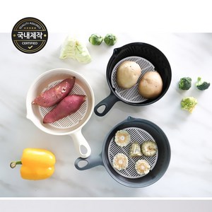 키라 전자레인지 찜기 닭가슴살 용기 라면 냄비 세트, 1세트, 아이보리 (중 + 소)