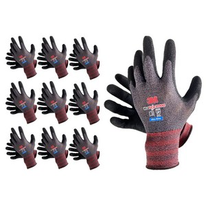 3M 프로그립 2000 라텍스 코팅 캐셔 얇은 맨손 같은 여름 장갑 10개입 / 3M NBR Coating Safety Gloves Progrip 2000 10pairs, 멜란지그레이 L, 10개