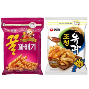 농심 꿀꽈배기 대용량 285g 1 + 1 조청유과 대용량 300g, 1세트