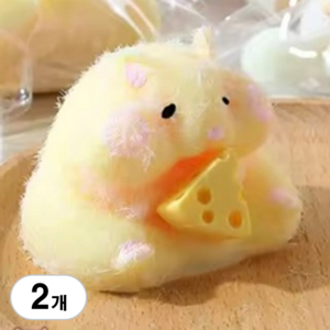 BenF Joy 햄스터 말랑이 장난감 모찌 햄찌 주물럭 촉감 놀이 스트레스 몰랑이 쫀득 액체 괴물 슬라임 애완 애착 인형 젤리, 2개, 치즈, 1개