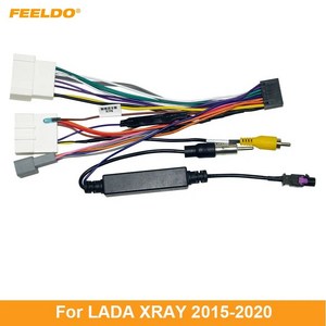 FEELDO 차량용 스테레오 오디오 안드로이드 전원 케이블 어댑터 Lada X-RAY- CD DVD 플레이어용 배선 하네, 한개옵션0, 1개