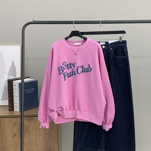 [행복여] 클럽 발포 레터링 캐쥬얼 루즈핏 맨투맨