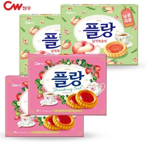 청우식품 플랑 딸기 160g x 2개 + 플랑 납작복숭아 160g x 2개