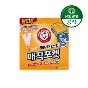 [유한양행]암앤해머 매직포켓 베이킹소다 옷장 냄새탈취제(100g 4입), 100g, 4개