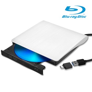 모가비 USB3.0 UHD 블루레이 플레이어 외장형 ODD 울트라슬림블루레이 외장형블루레이 USB블루레이 C타입외장형블루레이 C타입블루레이 MOG-134, 화이트, 1개