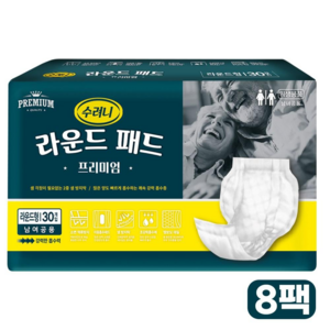 수려니 성인용 기저귀 라운드형 패드 프리미엄 속기저귀 교환패드 240매 1박스, FREE(onesize), 30개입, 8개