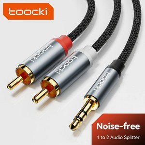 모니터케이블 Toocki-RCA 오디오 3.5mm 남성 2RCA 스피커 케이블 분배기 AUX 2 RCA 코드 잭 TV 박스 앰프 DVD 플레이어 와이어, 7.Grey - 3m