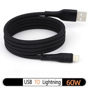 자석 자동정리 마그네틱 60W고속충전 케이블, USB to Lightning, 1개, 1M