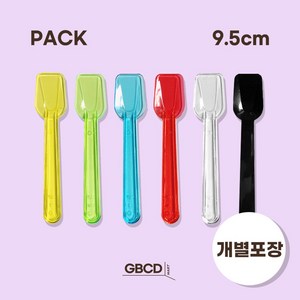 [팩/500개] 개별포장 리뉴얼 표준스푼 9.5cm 젤라또 아이스크림 일회용스푼 6종 6컬러, 블랙(1팩/500개), 1개