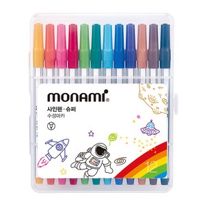 모나미 슈퍼 사인펜 12색 플라스틱 케이스, 단품, 단품