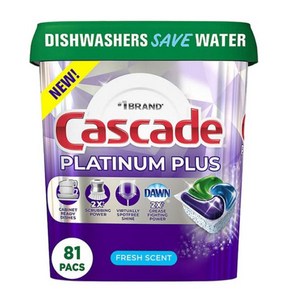 Cascade 캐스캐이드 플래티넘 식기 세척기 전용 세제 92입 프레쉬 센트 액션 팩 Platinum ActionPacs Dishwashe Detegent Fesh (92 ct.), 1.45kg, 1개